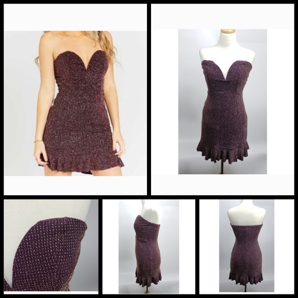 Trixxi Strapless Glittering Brown Dress MEDIUM - Picture 9 of 9